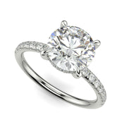 Gabrielle Round Cut Pave Hidden Halo 4 Prong Claw Set Engagement Ring Setting - Nivetta